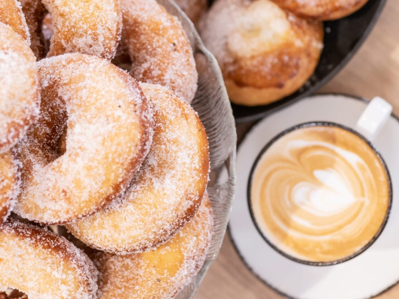 Fresh donuts and cappuccino
