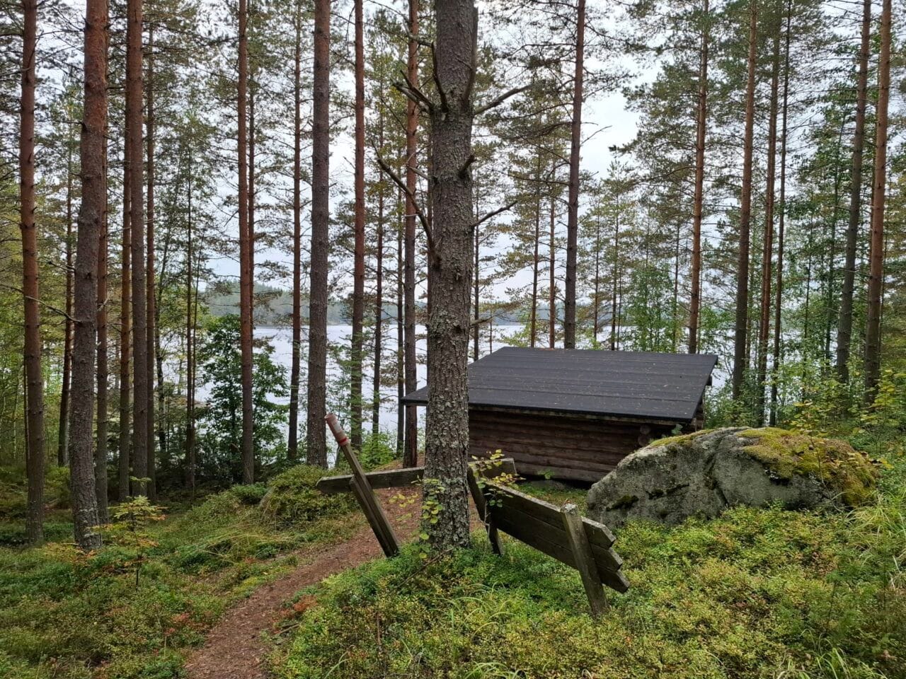 Campfire site and a lake