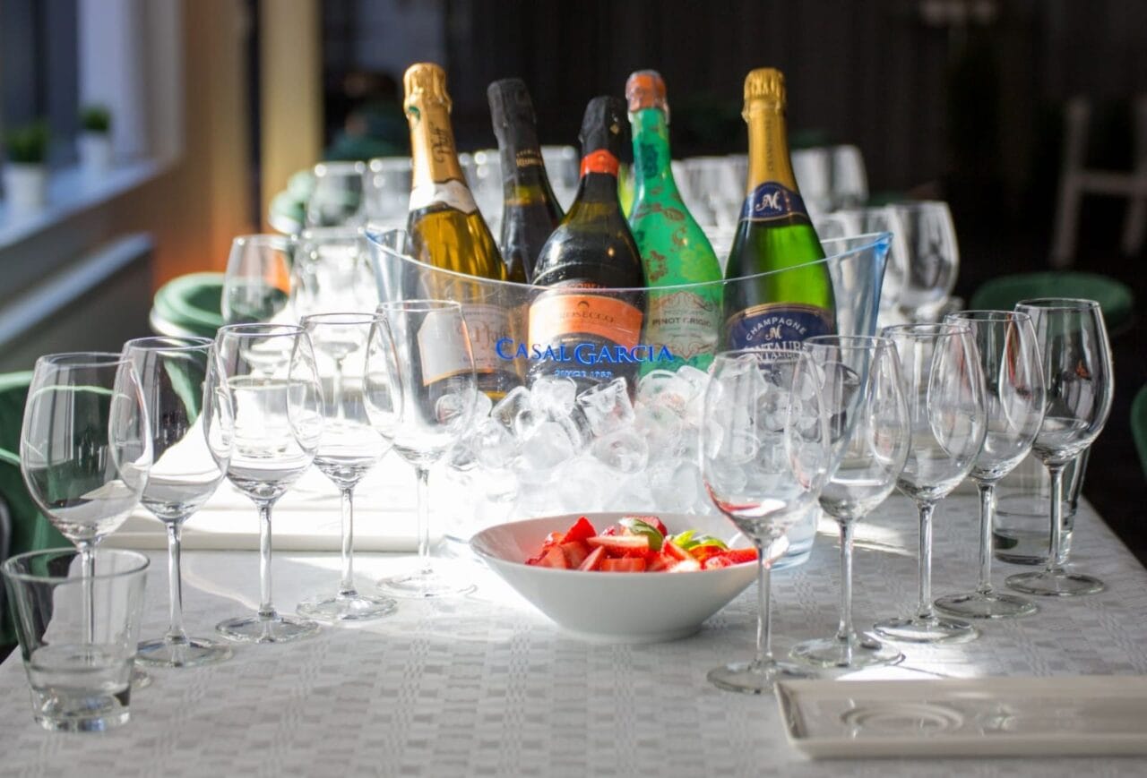 Bottles of wines and sparklingwines