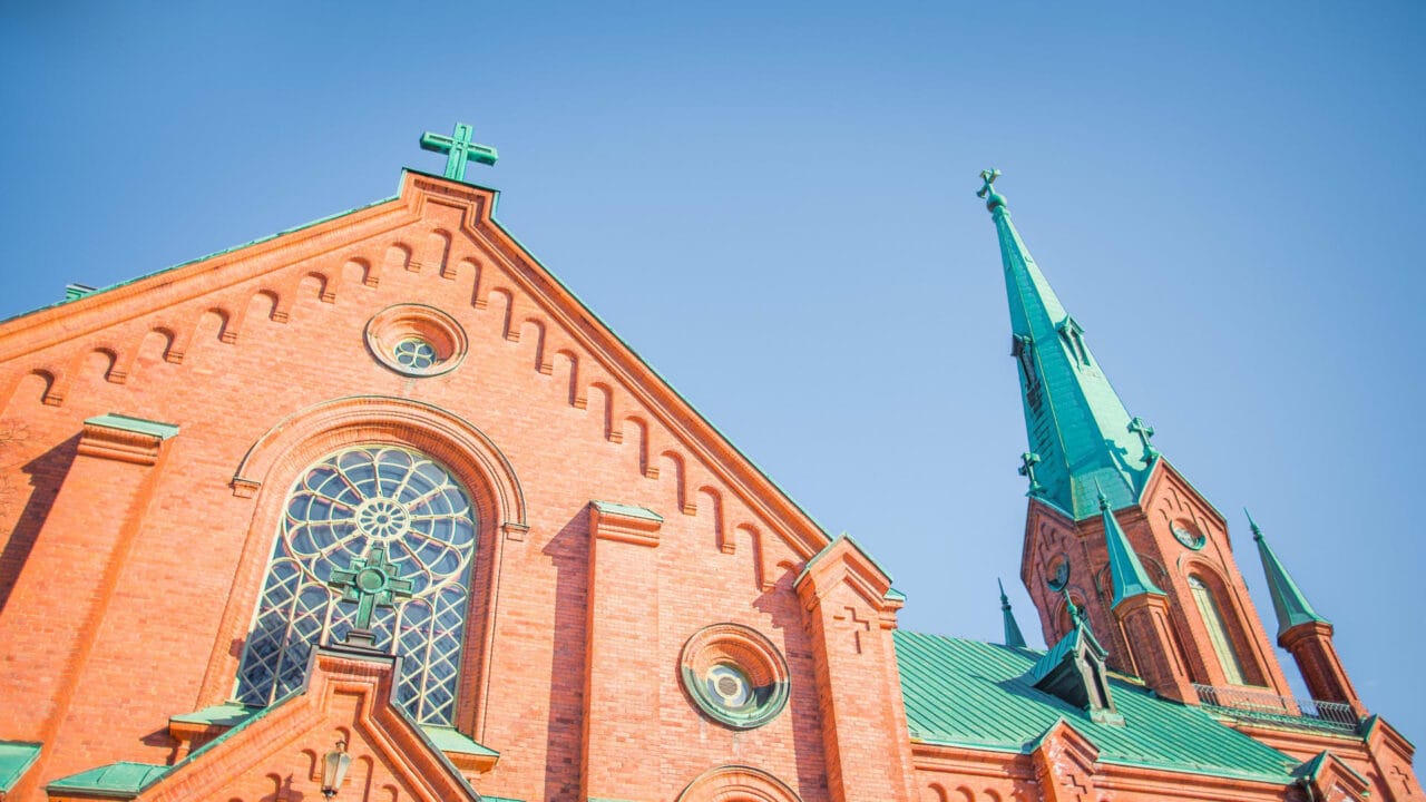 Neo-gothic themes on Alexander Church's facade.
