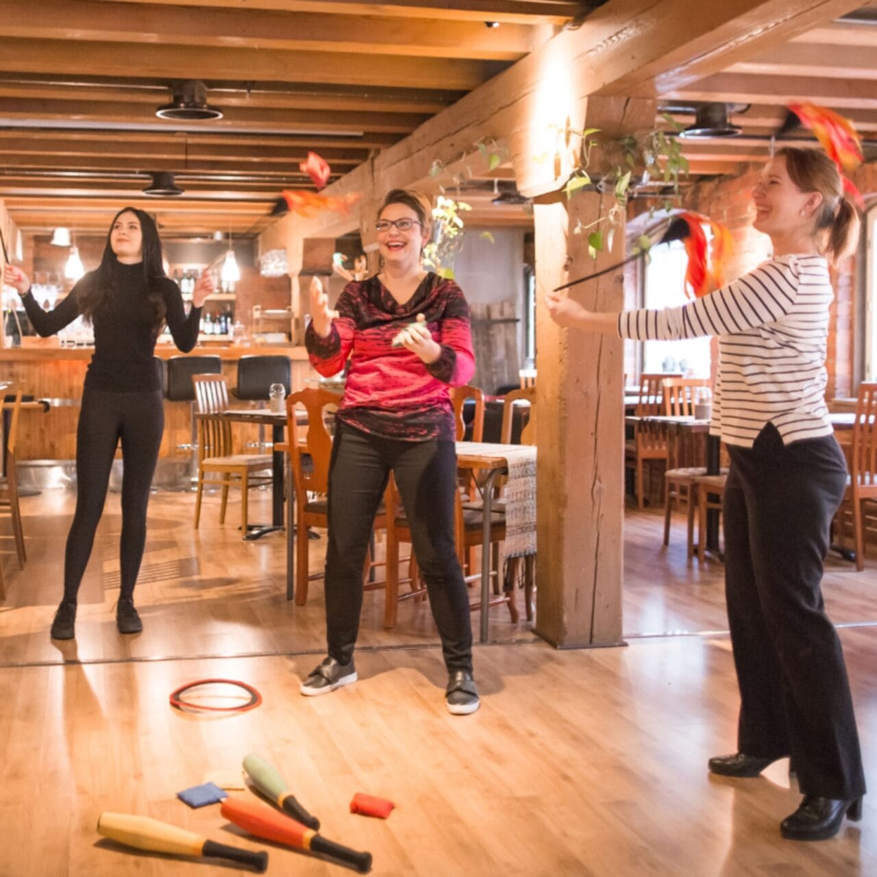 Woman having fun playing games
