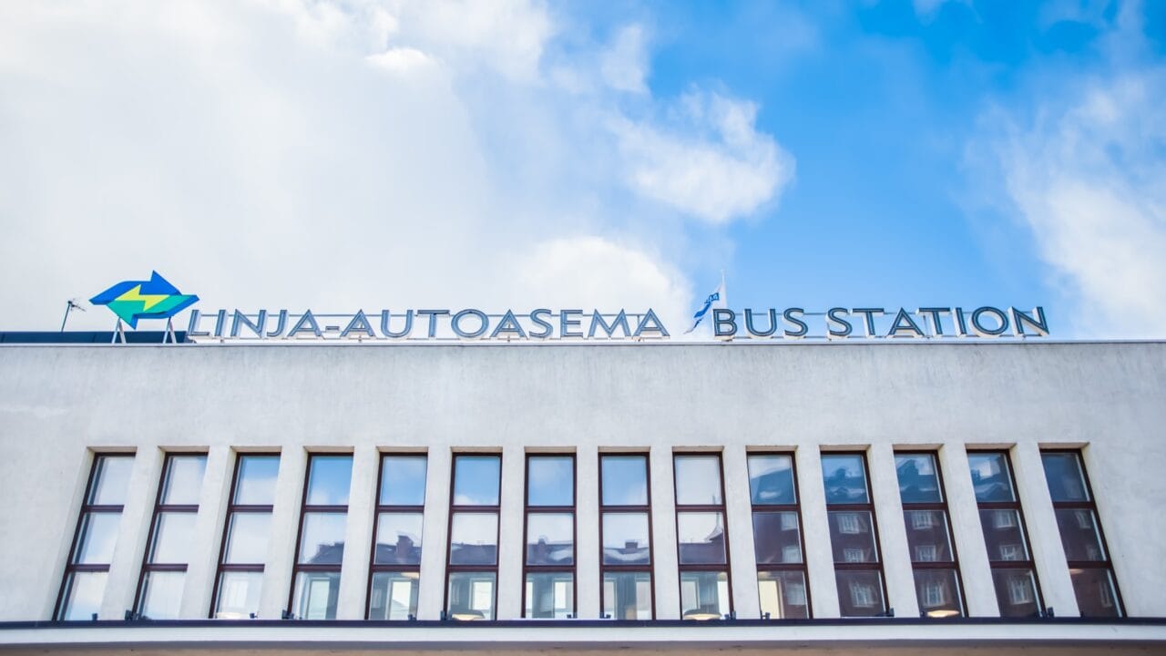Tampere bus station facade.