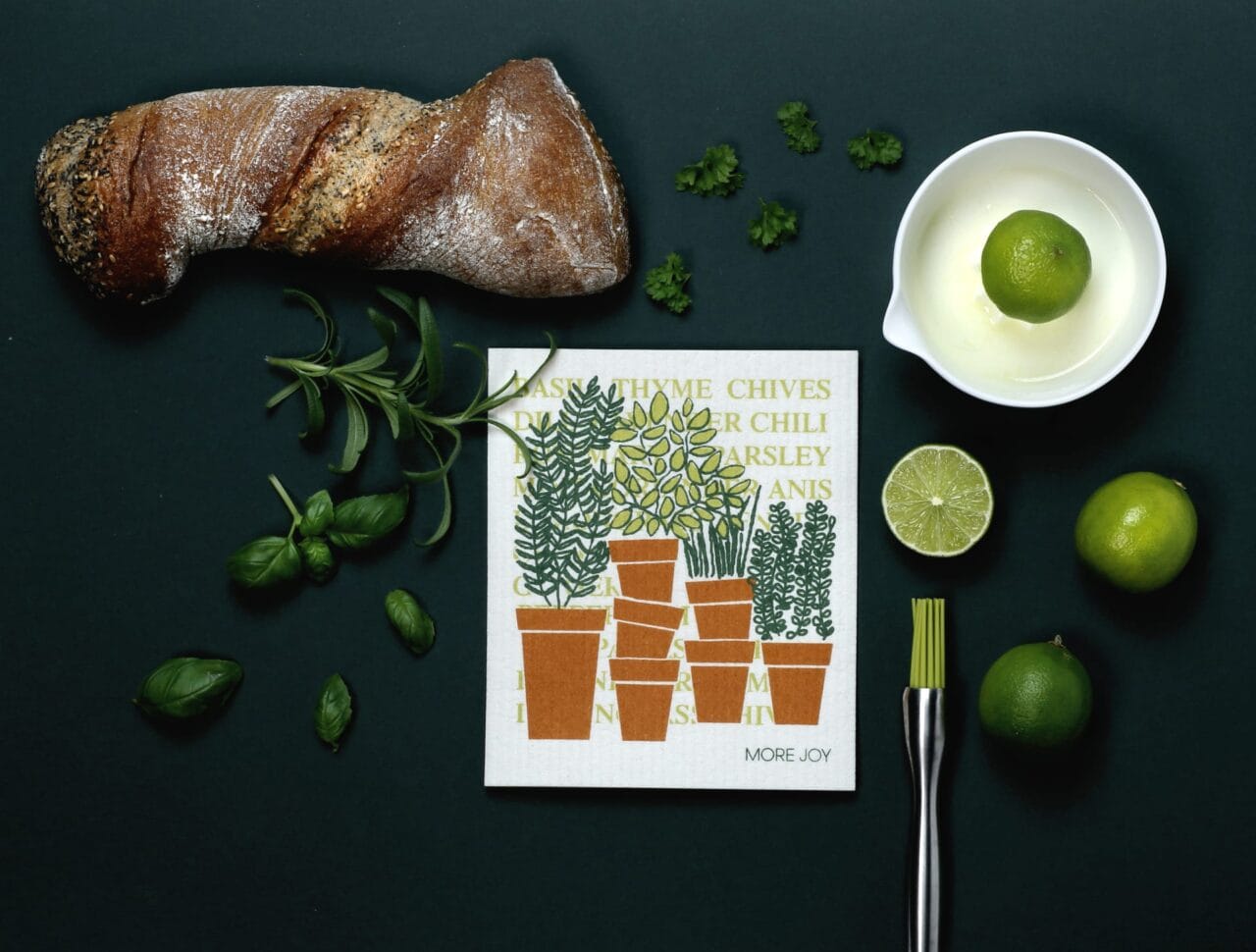 Dishcloth Herbs biodegradable and washable textile.