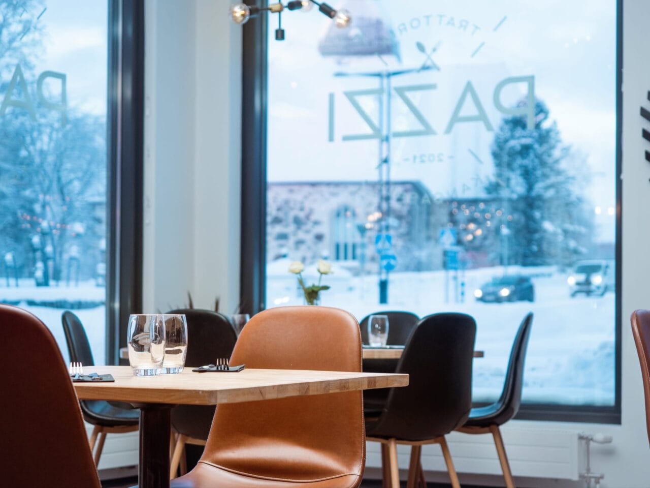 Winterday in the restaurant