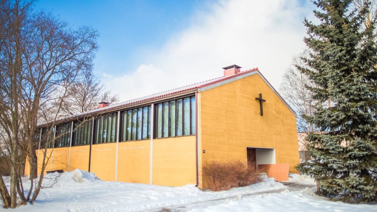 A fairly modern, low profile church.