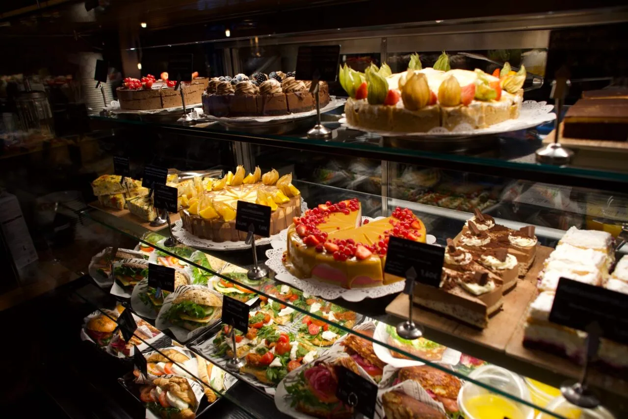 Cakes and sandwiches at the café