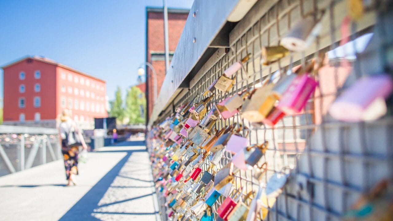 Patosilta bridge with love locks.