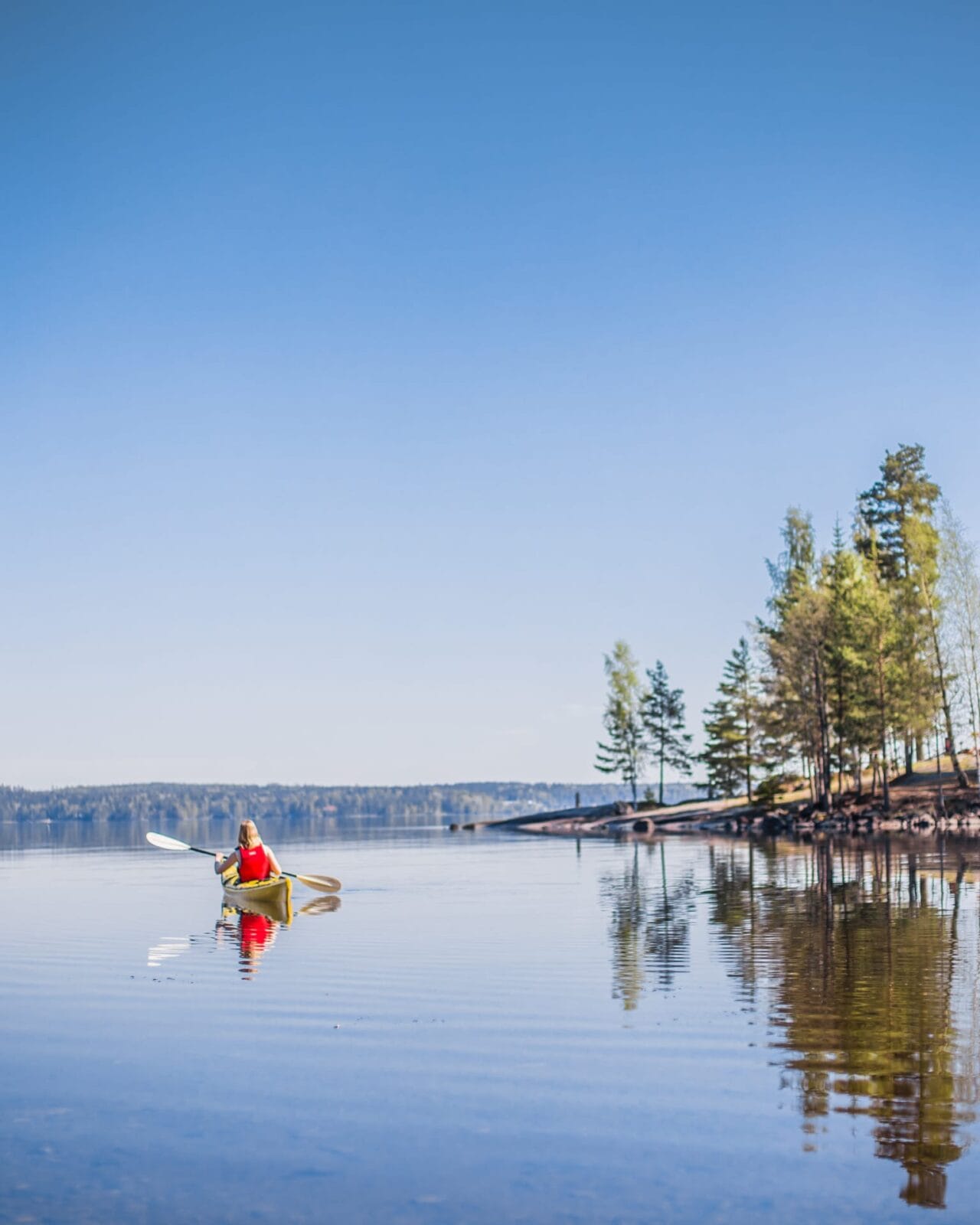 Lake and canoe