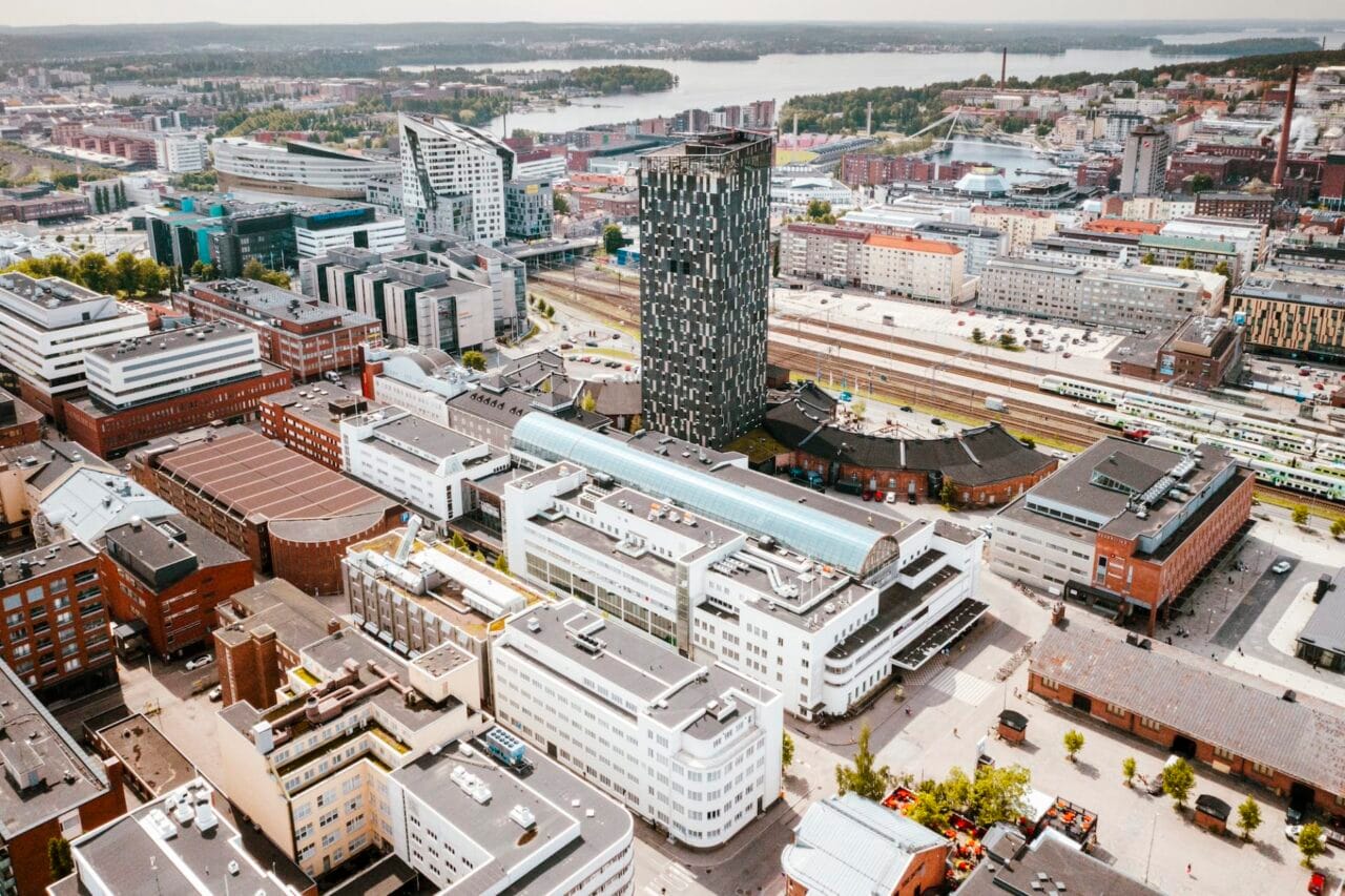 A view of Tampere which shows Tullintori Shopping Center.