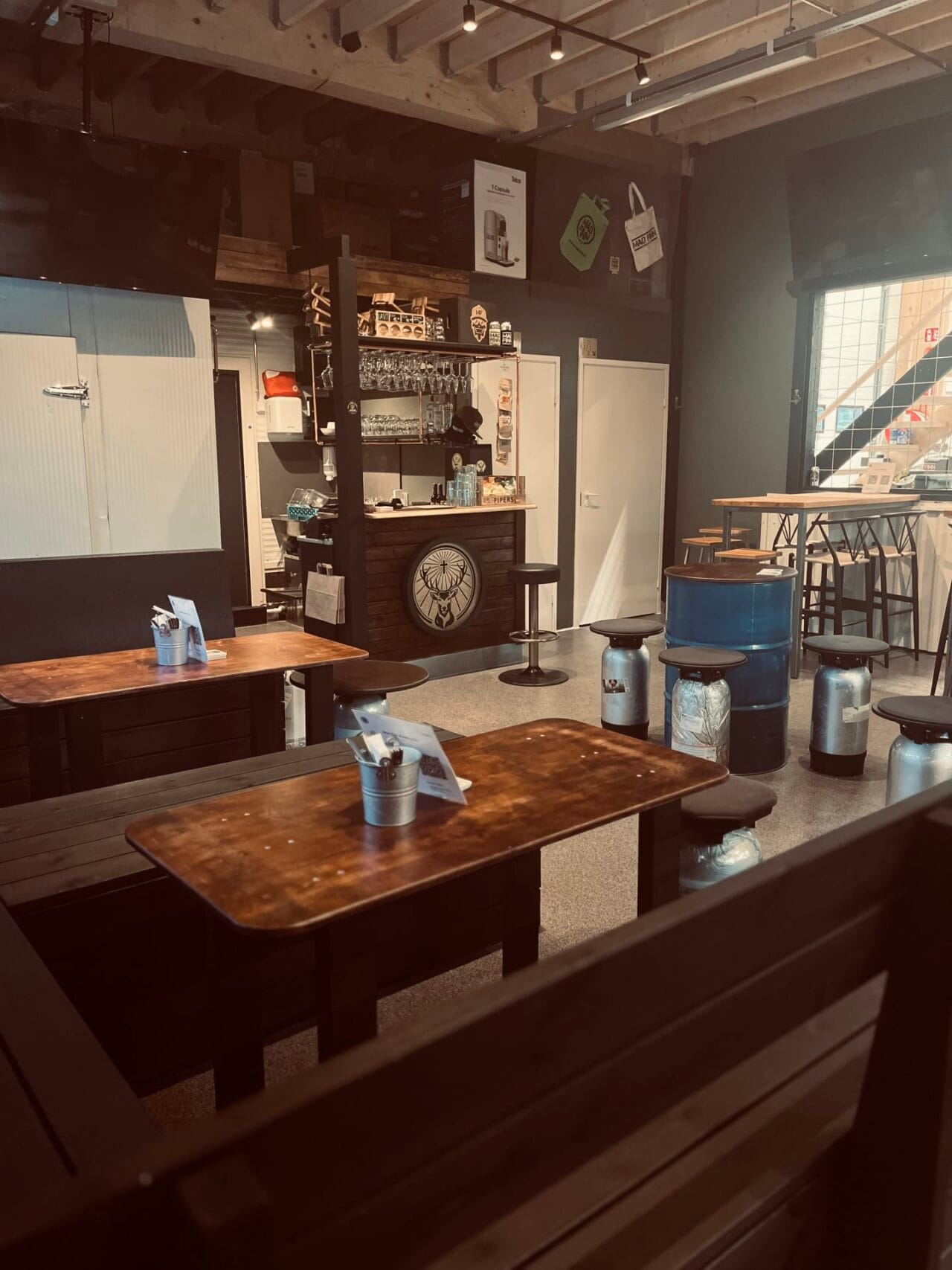 Tables at taproom