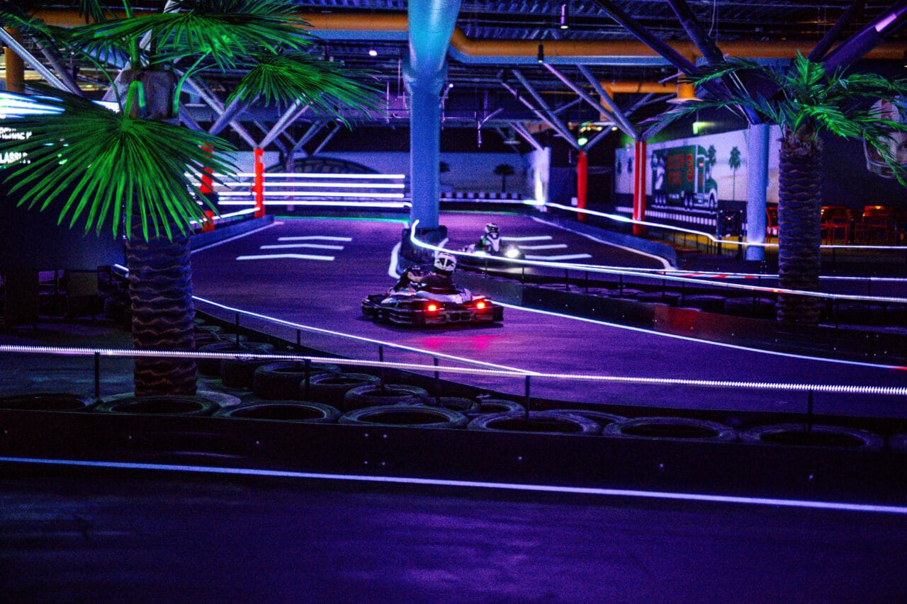 Indoor karting track is over 400 meters long.