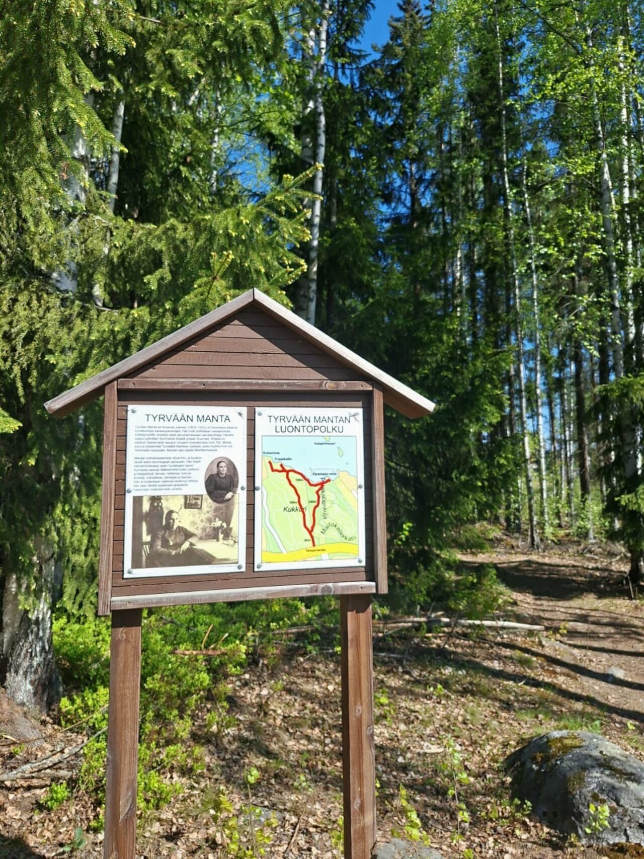 Tyrvään Mantan luontopolun kyltti